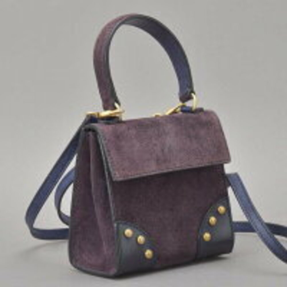Celine shoulder bag handbag suede leather purple blue pouch crossbody - Picture 3 of 10